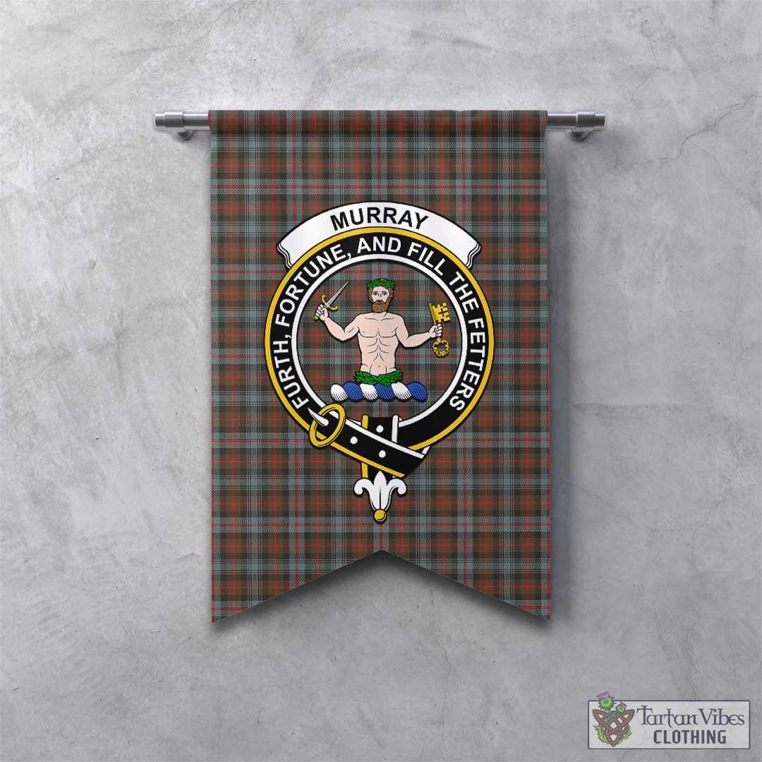 Tartan Vibes Clothing Murray of Atholl Weathered Tartan Gonfalon, Tartan Banner with Family Crest