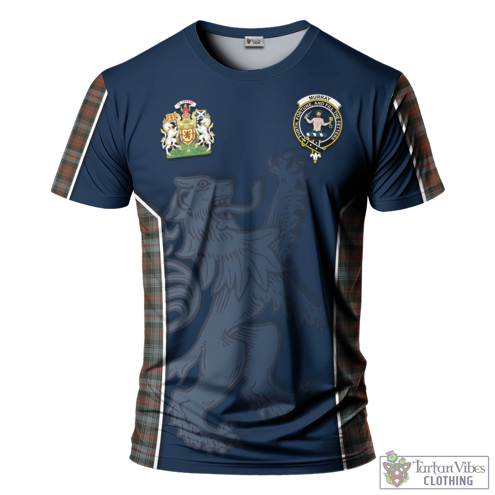 Tartan Vibes Clothing Murray of Atholl Weathered Tartan T-Shirt with Family Crest and Lion Rampant Vibes Sport Style