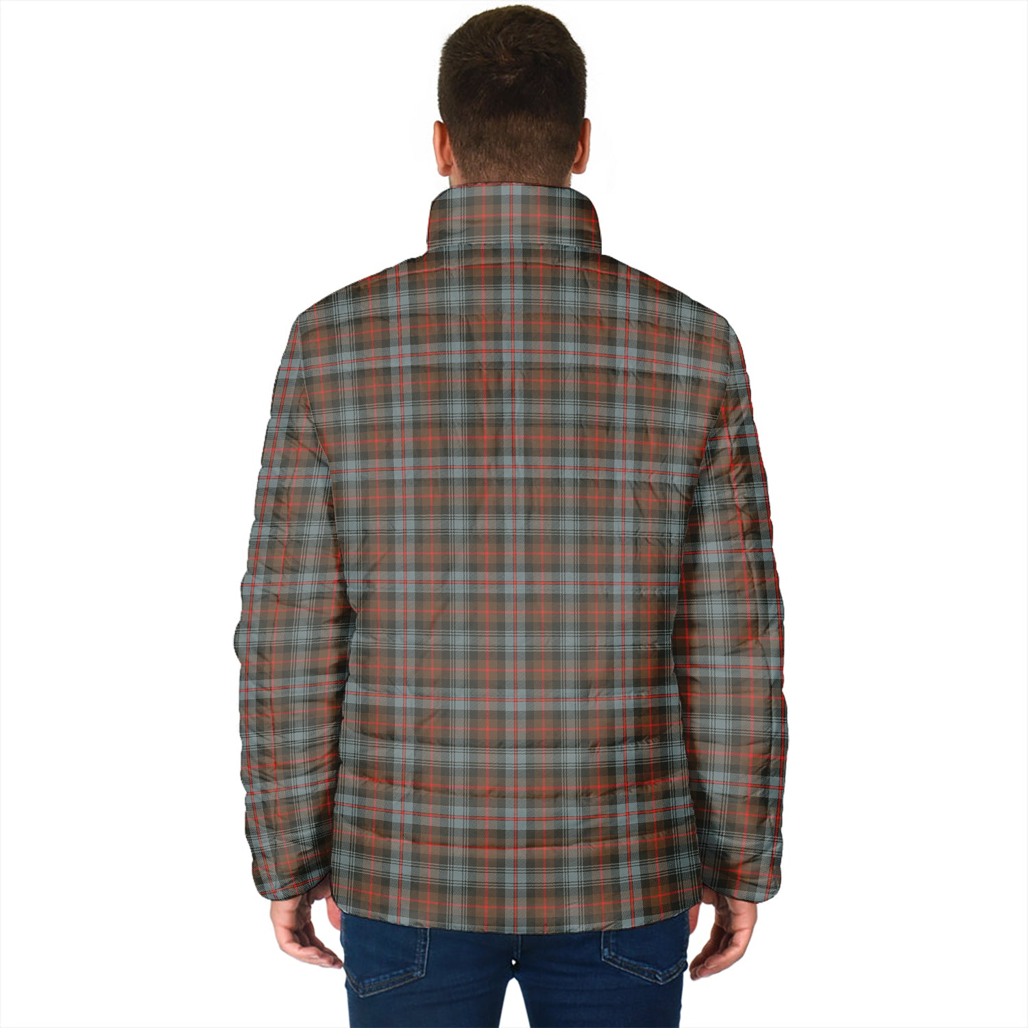 Murray of Atholl Weathered Tartan Padded Jacket with Family Crest - Tartan Vibes Clothing