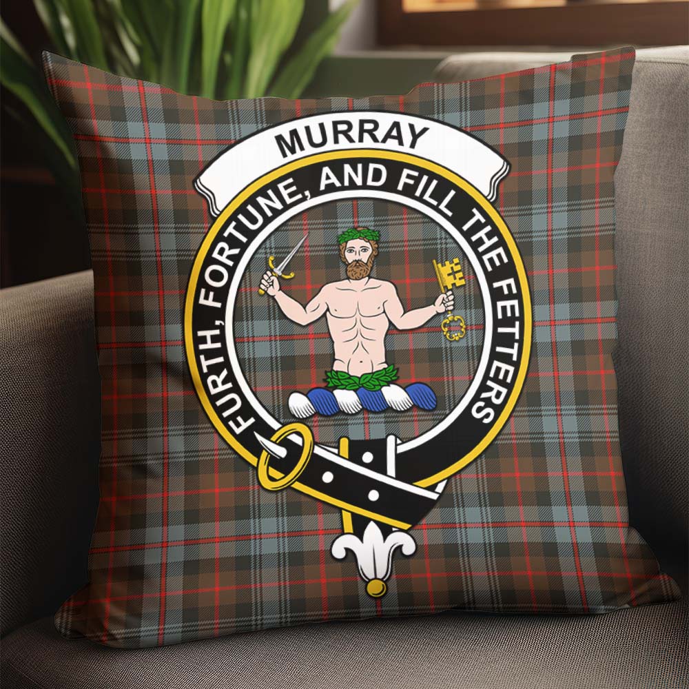 Murray of Atholl Weathered Tartan Pillow Cover with Family Crest - Tartanvibesclothing