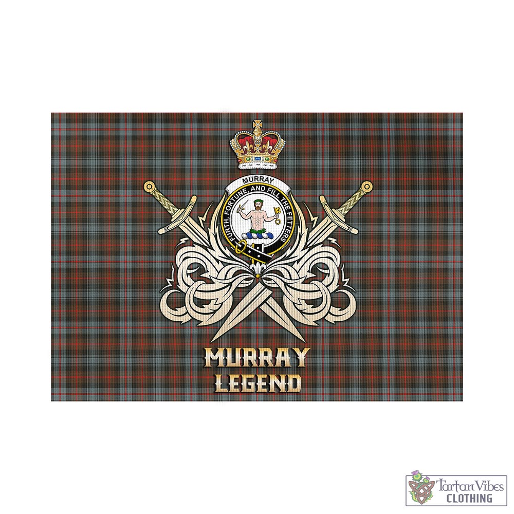 Tartan Vibes Clothing Murray of Atholl Weathered Tartan Flag with Clan Crest and the Golden Sword of Courageous Legacy