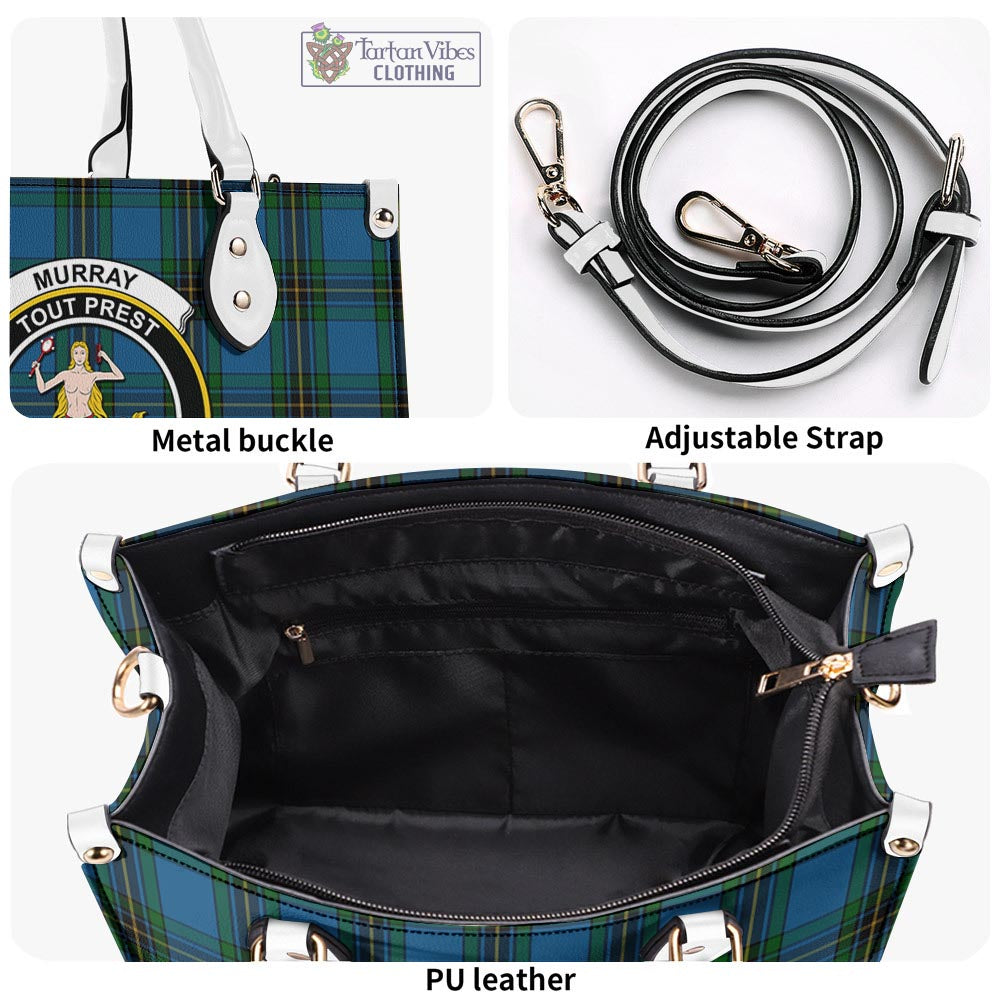 Tartan Vibes Clothing Murray of Elibank Tartan Luxury Leather Handbags with Family Crest