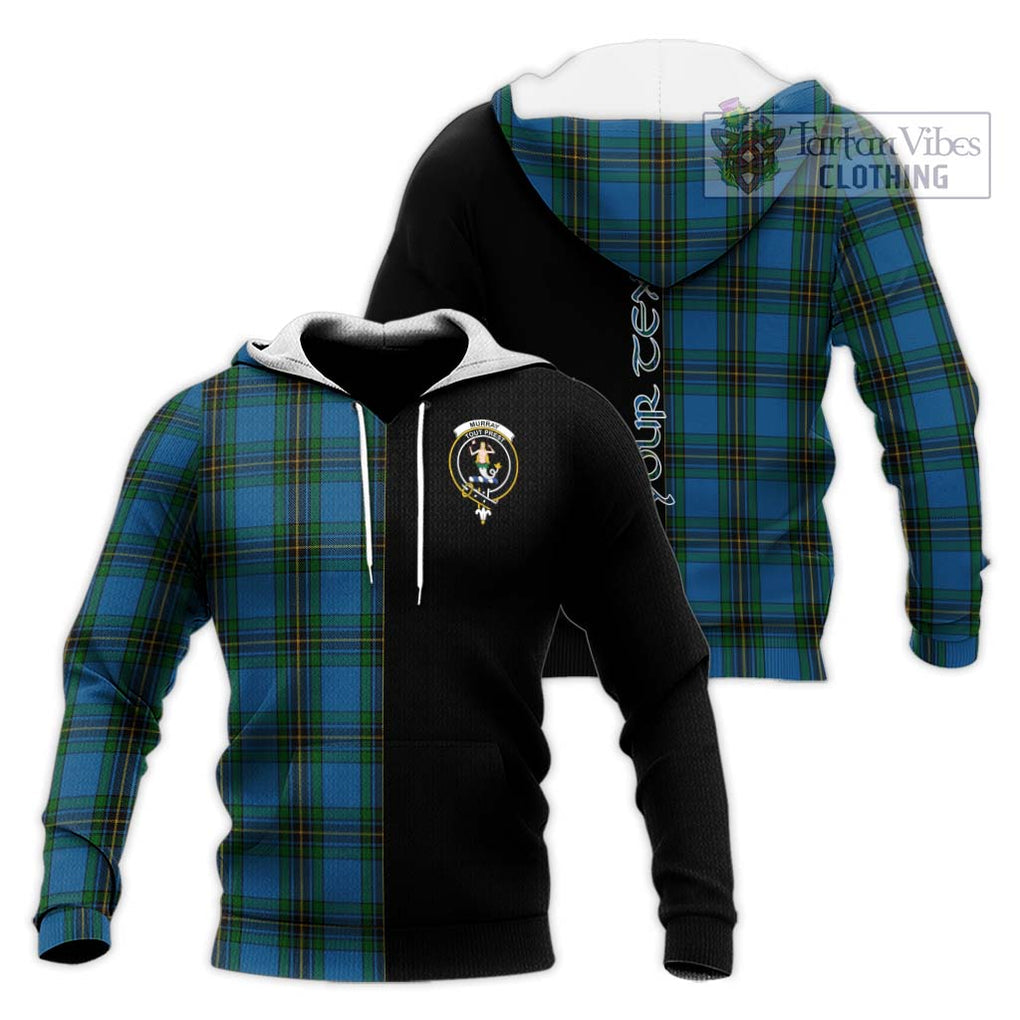 Murray of Elibank Tartan Knitted Hoodie with Family Crest and Half Of Me Style Unisex Knitted Pullover Hoodie - Tartanvibesclothing Shop