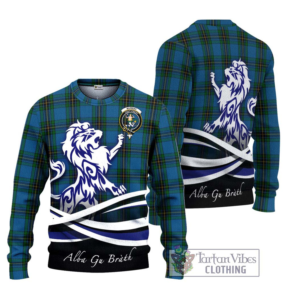 Murray of Elibank Tartan Knitted Sweater with Alba Gu Brath Regal Lion Emblem Unisex - Tartanvibesclothing Shop