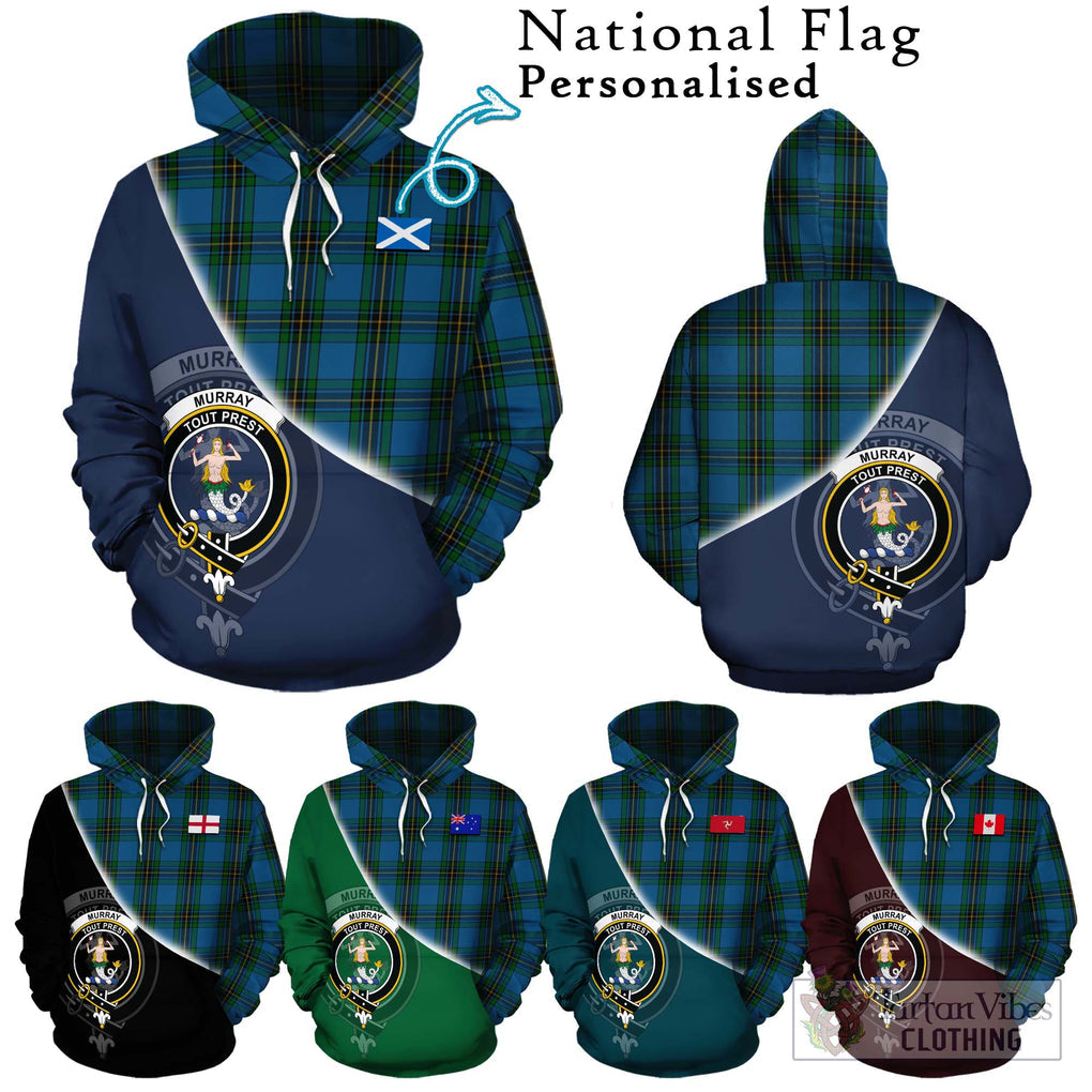 Murray of Elibank Tartan Hoodie with Personalised National Flag and Family Crest Half Style Zip Hoodie - Tartanvibesclothing Shop