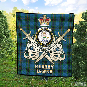 Murray of Elibank Tartan Quilt with Clan Crest and the Golden Sword of Courageous Legacy