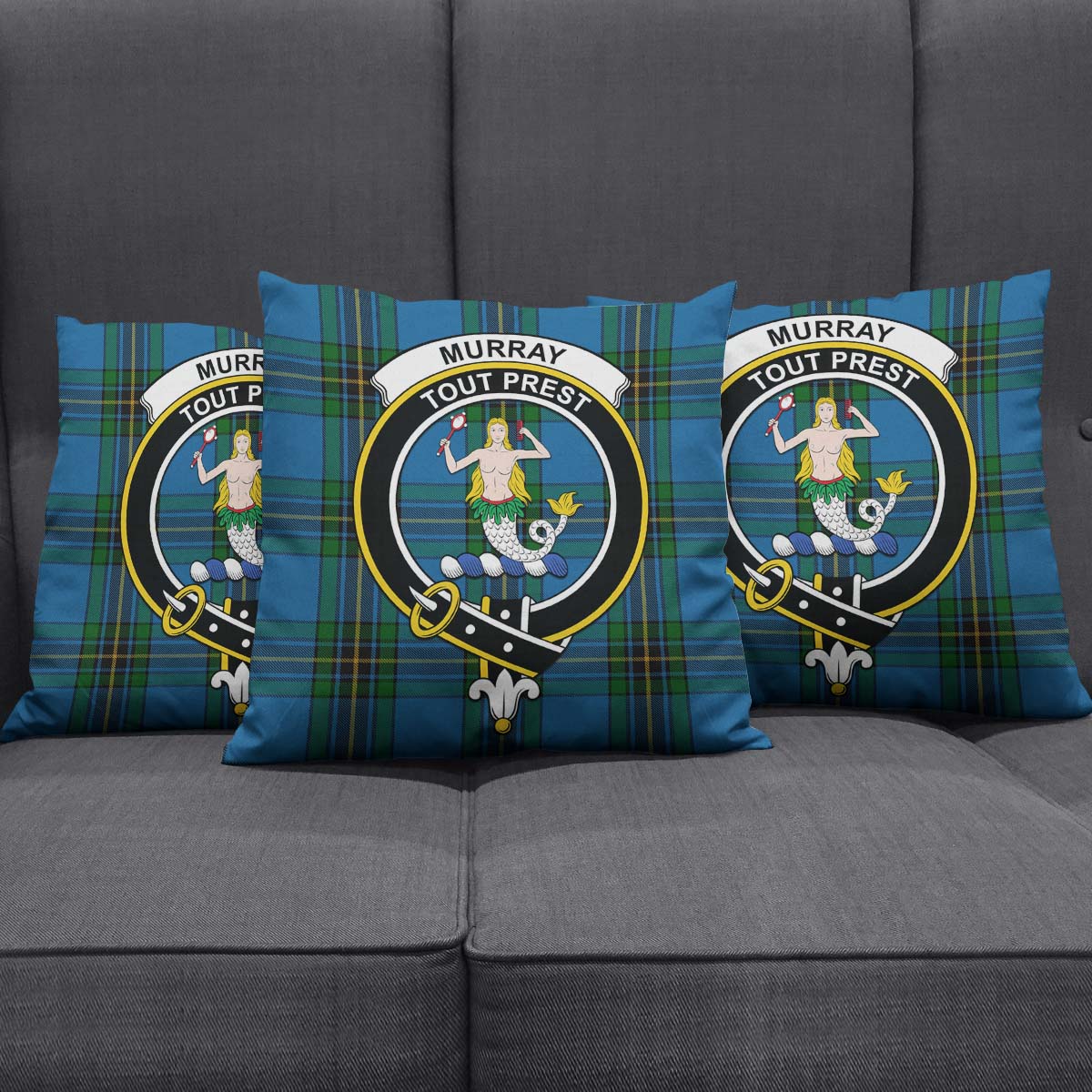 Murray of Elibank Tartan Pillow Cover with Family Crest Square Pillow Cover - Tartanvibesclothing