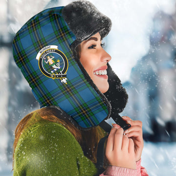 Murray of Elibank Tartan Winter Trapper Hat with Family Crest