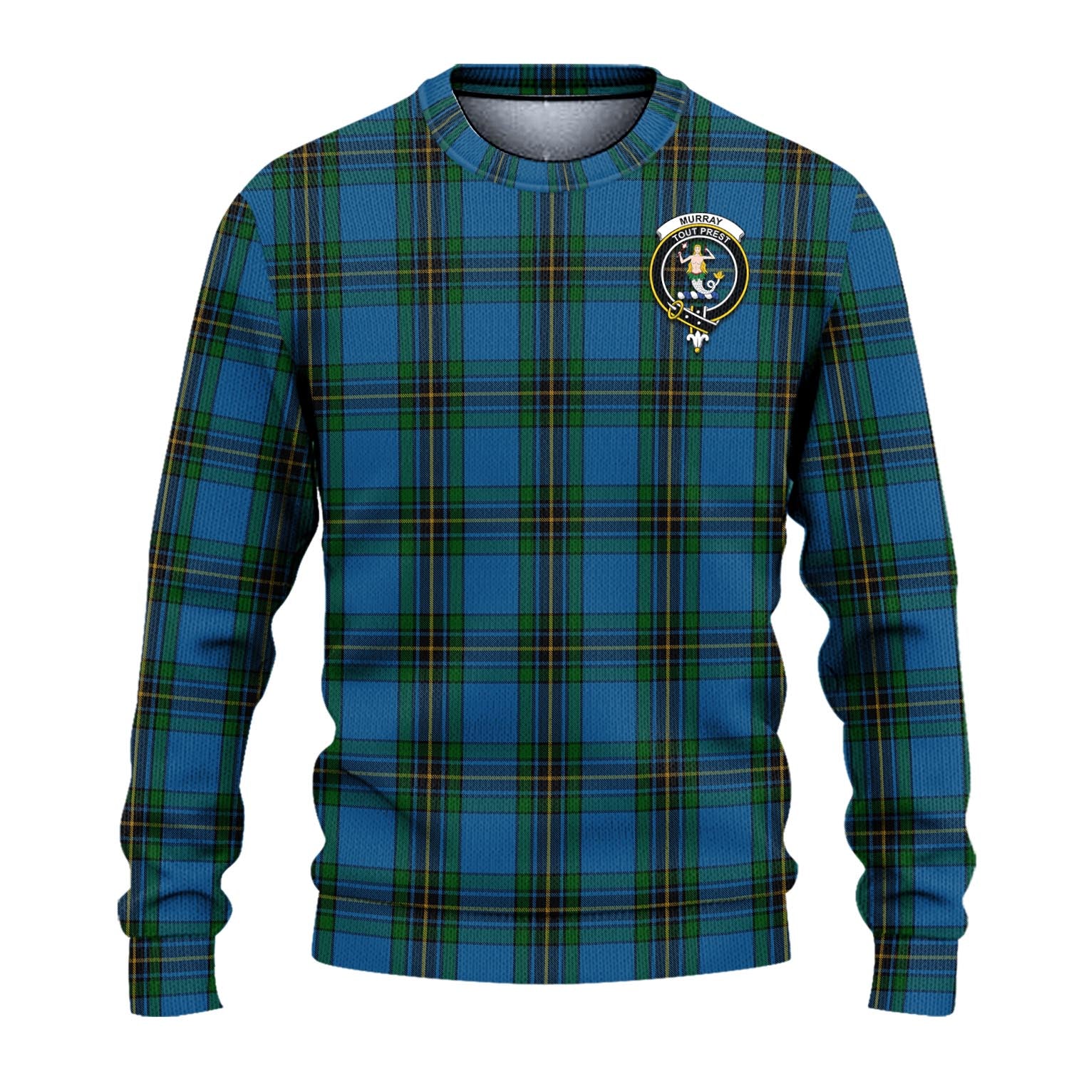 Murray of Elibank Tartan Knitted Sweater with Family Crest - Tartanvibesclothing