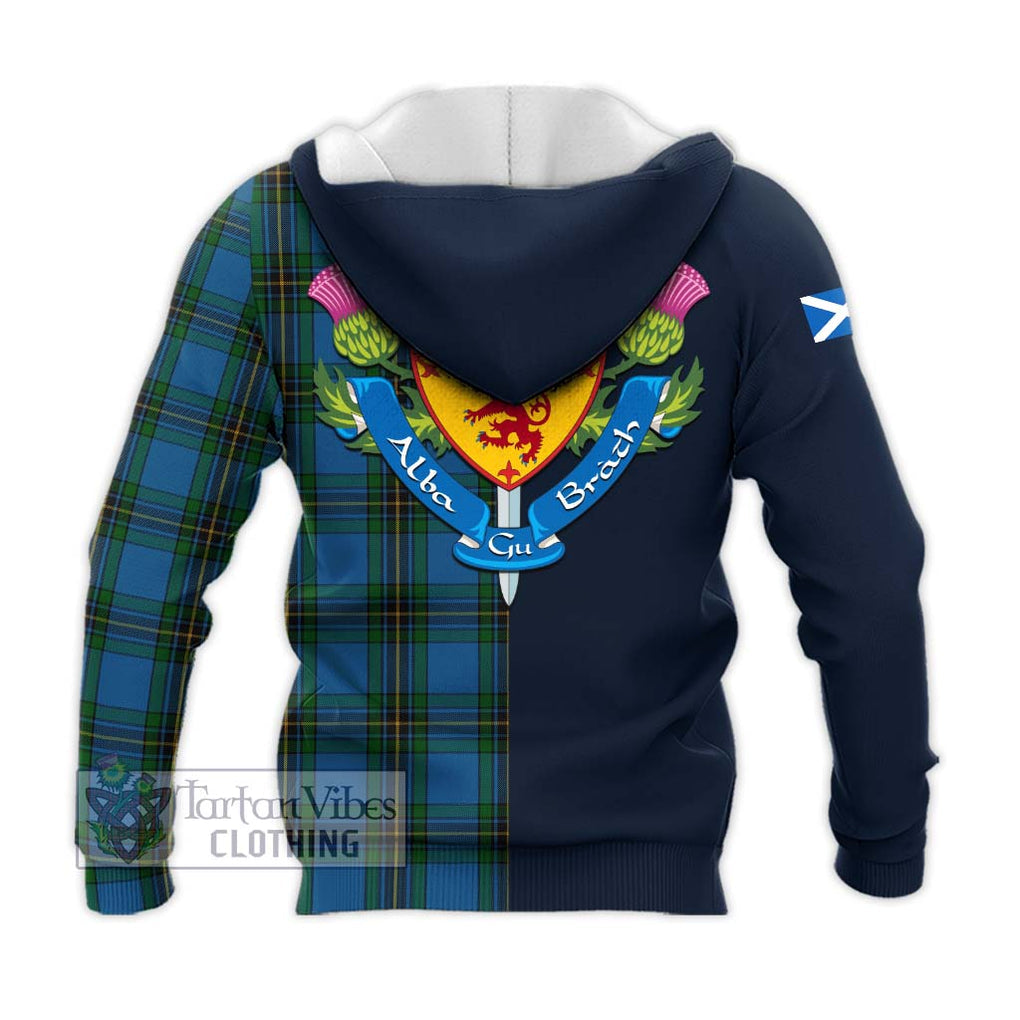 Tartan Vibes Clothing Murray of Elibank Tartan Knitted Hoodie with Scottish Lion Royal Arm Half Style