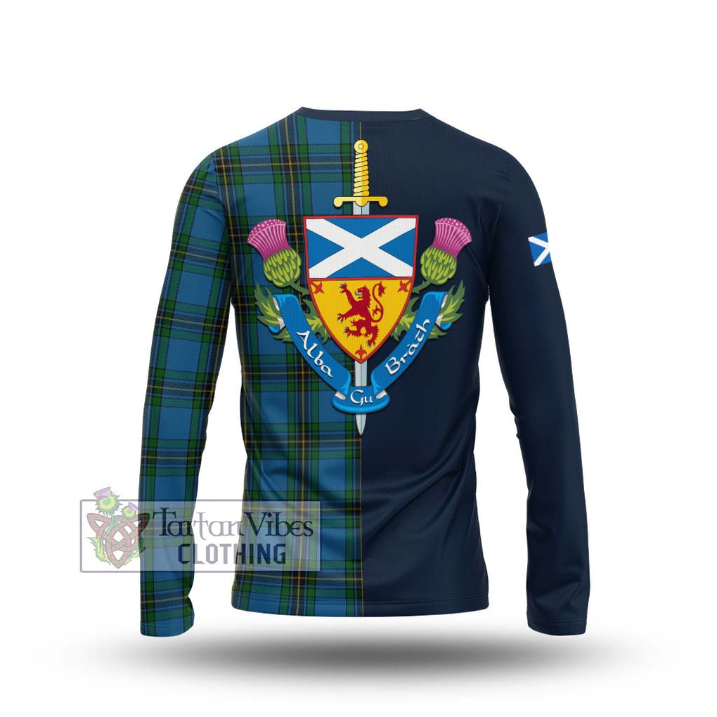 Tartan Vibes Clothing Murray of Elibank Tartan Long Sleeve T-Shirt with Scottish Lion Royal Arm Half Style