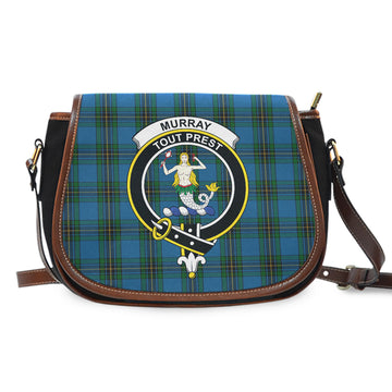 Murray of Elibank Tartan Saddle Bag with Family Crest