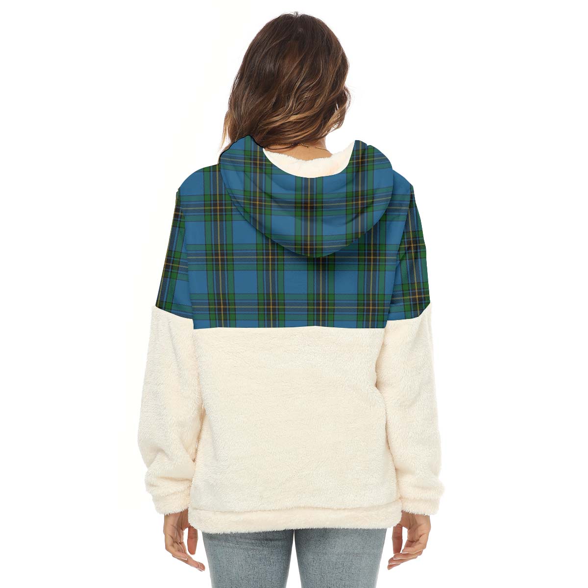 Murray of Elibank Tartan Women's Borg Fleece Hoodie With Half Zip with Family Crest - Tartan Vibes Clothing