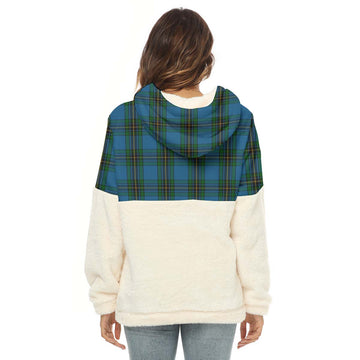 Murray of Elibank Tartan Half Style Women's Borg Fleece Hoodie with Half Zip with Family Crest