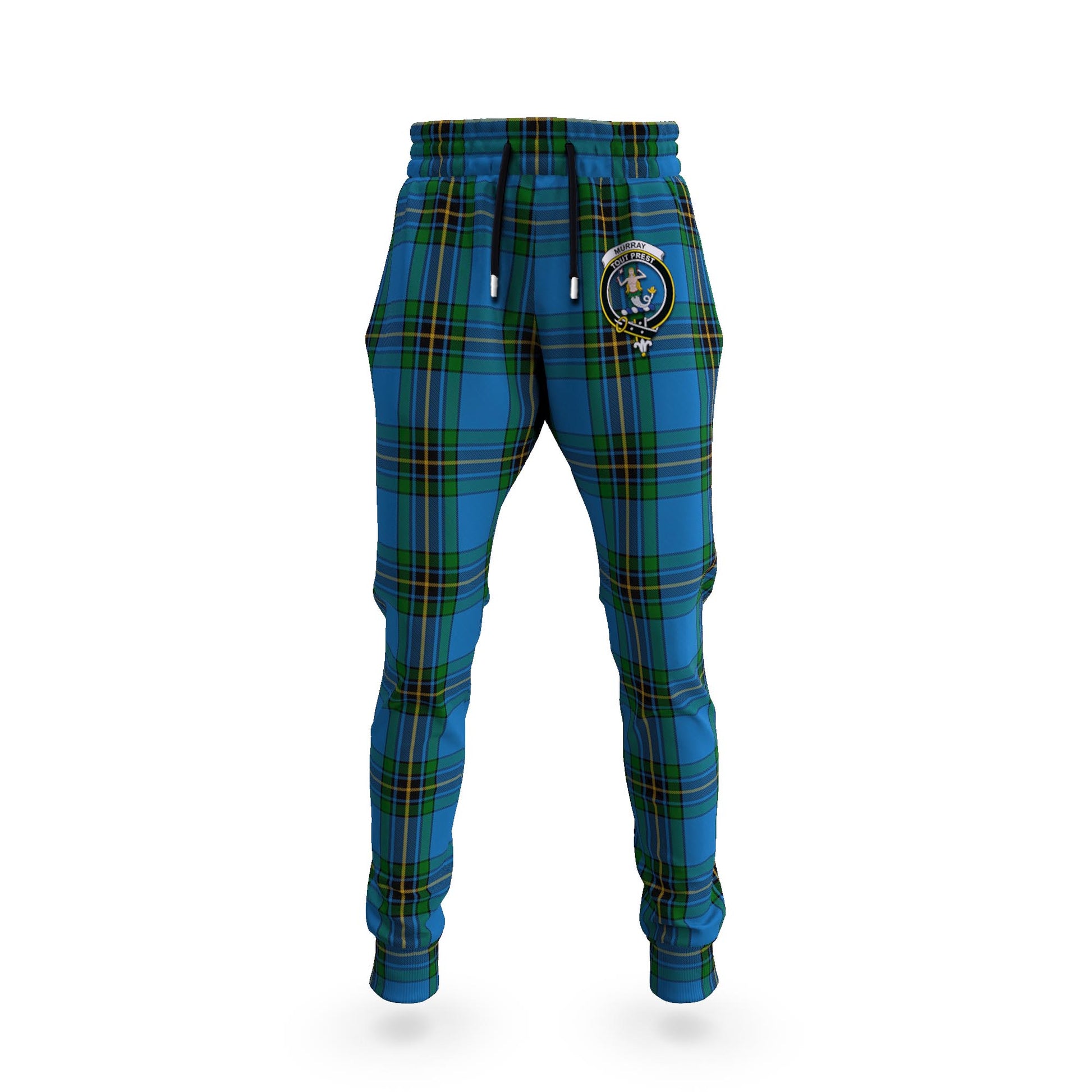 Murray of Elibank Tartan Joggers Pants with Family Crest - Tartanvibesclothing