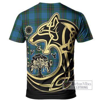 Murray of Elibank Tartan T-Shirt with Family Crest Celtic Wolf Style