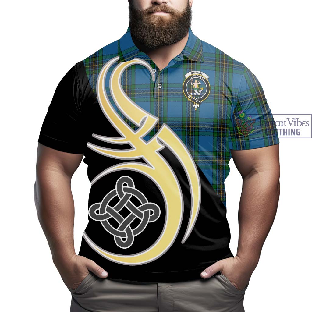 Tartan Vibes Clothing Murray of Elibank Tartan Polo Shirt with Family Crest and Celtic Symbol Style