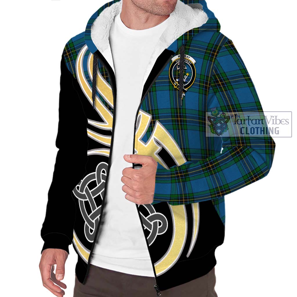 Murray of Elibank Tartan Sherpa Hoodie with Family Crest and Celtic Symbol Style - Tartan Vibes Clothing