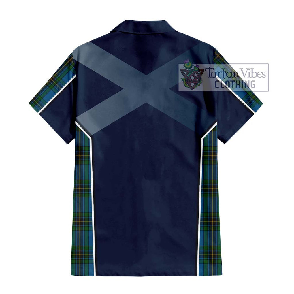 Murray of Elibank Tartan Short Sleeve Button Shirt with Family Crest and Lion Rampant Vibes Sport Style - Tartan Vibes Clothing