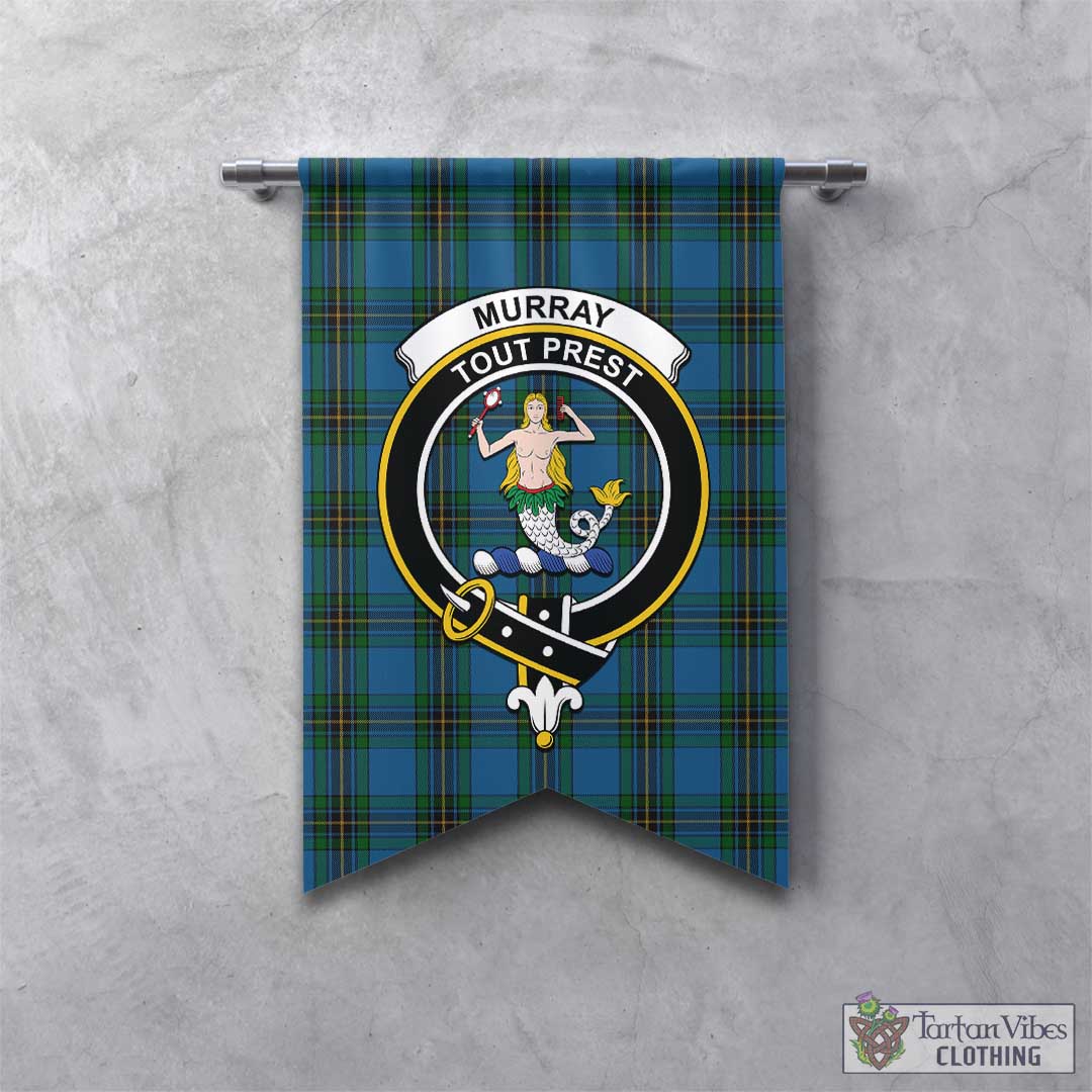 Tartan Vibes Clothing Murray of Elibank Tartan Gonfalon, Tartan Banner with Family Crest