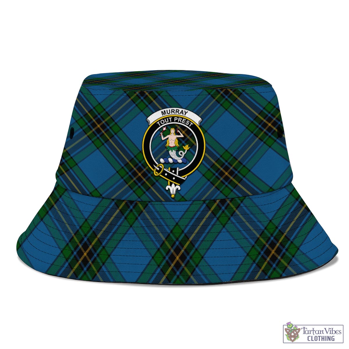 Tartan Vibes Clothing Murray of Elibank Tartan Bucket Hat with Family Crest