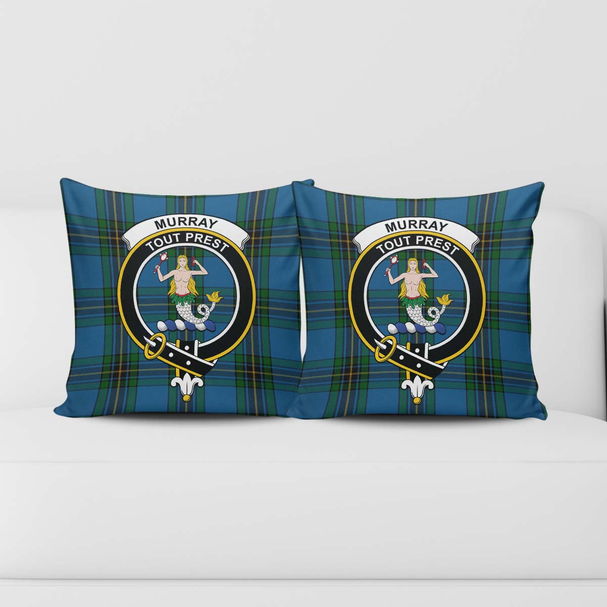 Murray of Elibank Tartan Pillow Cover with Family Crest - Tartanvibesclothing