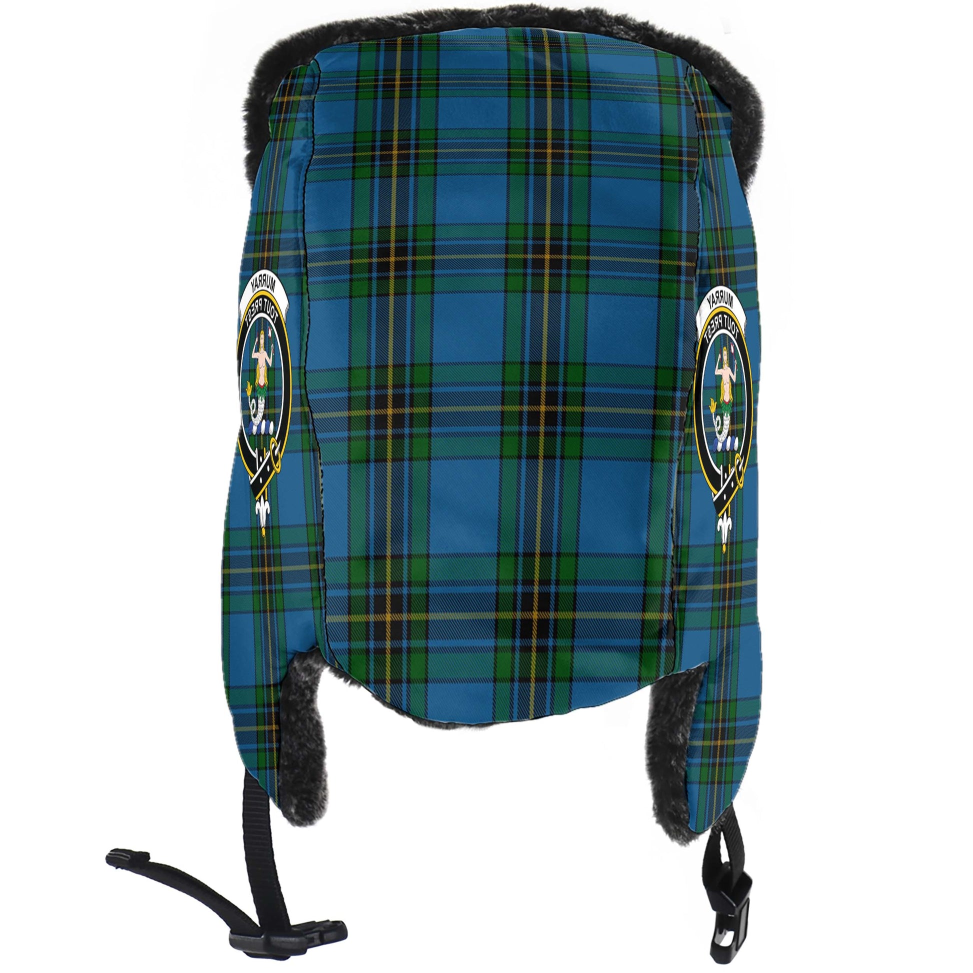 Murray of Elibank Tartan Winter Trapper Hat with Family Crest - Tartanvibesclothing