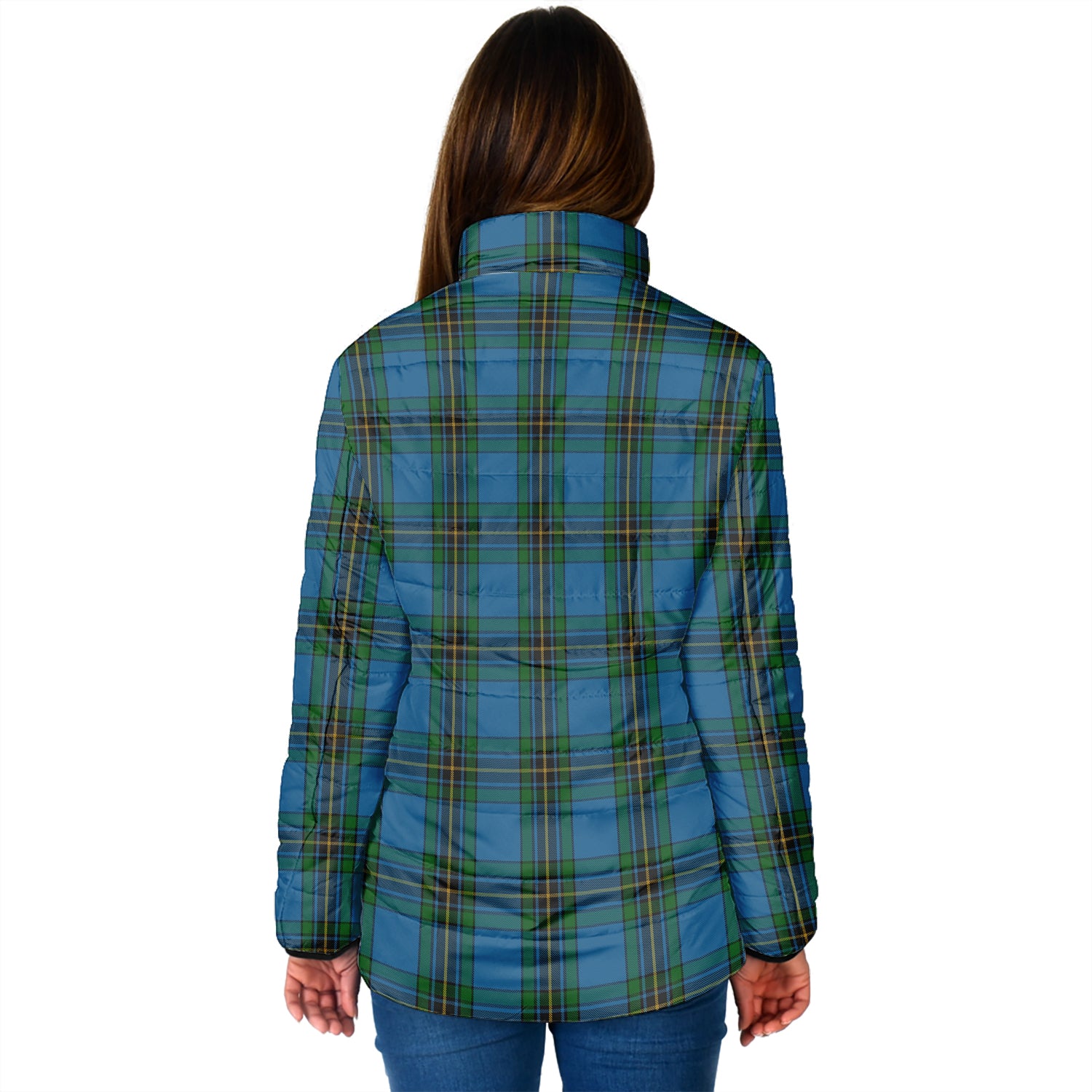 Murray of Elibank Tartan Padded Jacket with Family Crest - Tartan Vibes Clothing