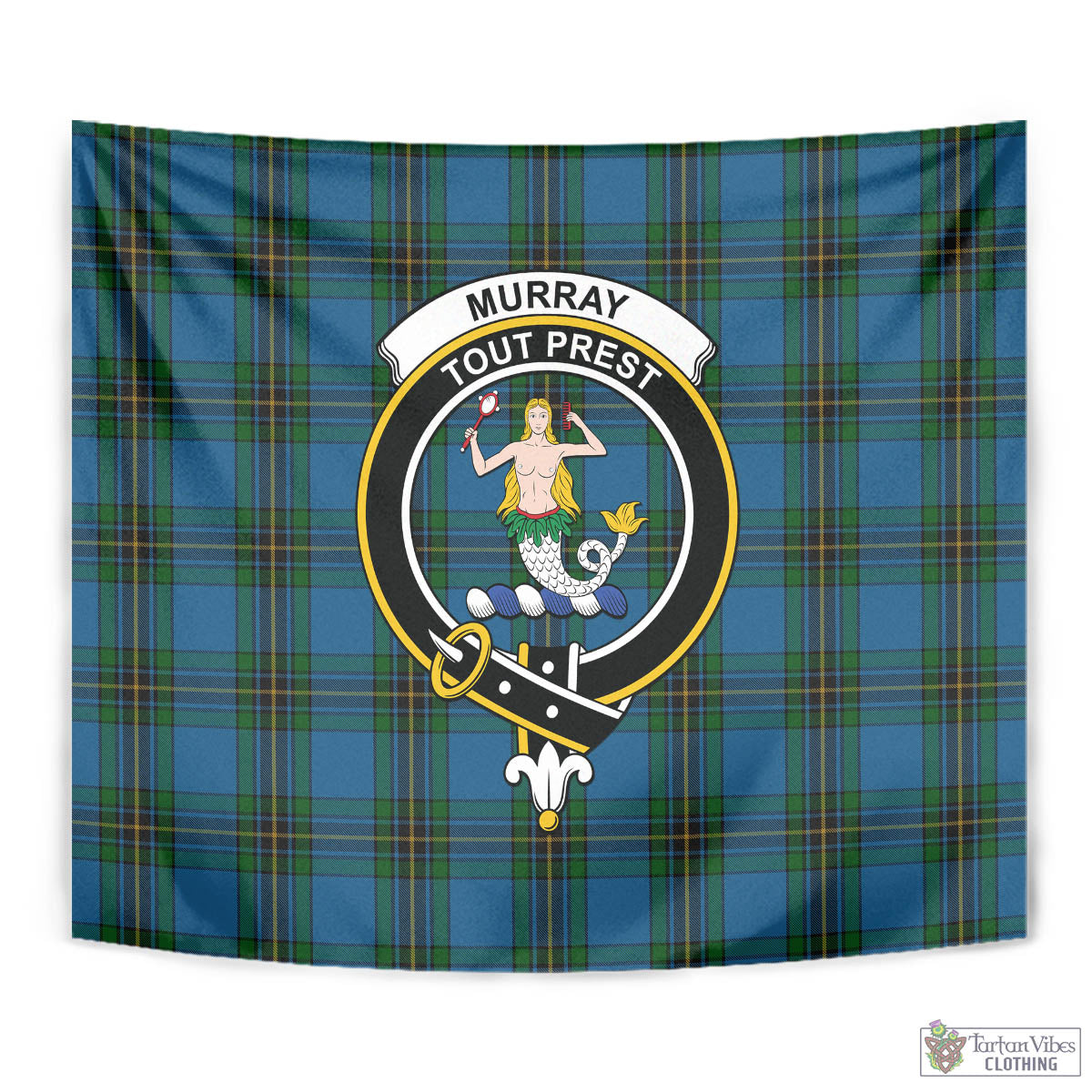 Tartan Vibes Clothing Murray of Elibank Tartan Tapestry Wall Hanging and Home Decor for Room with Family Crest