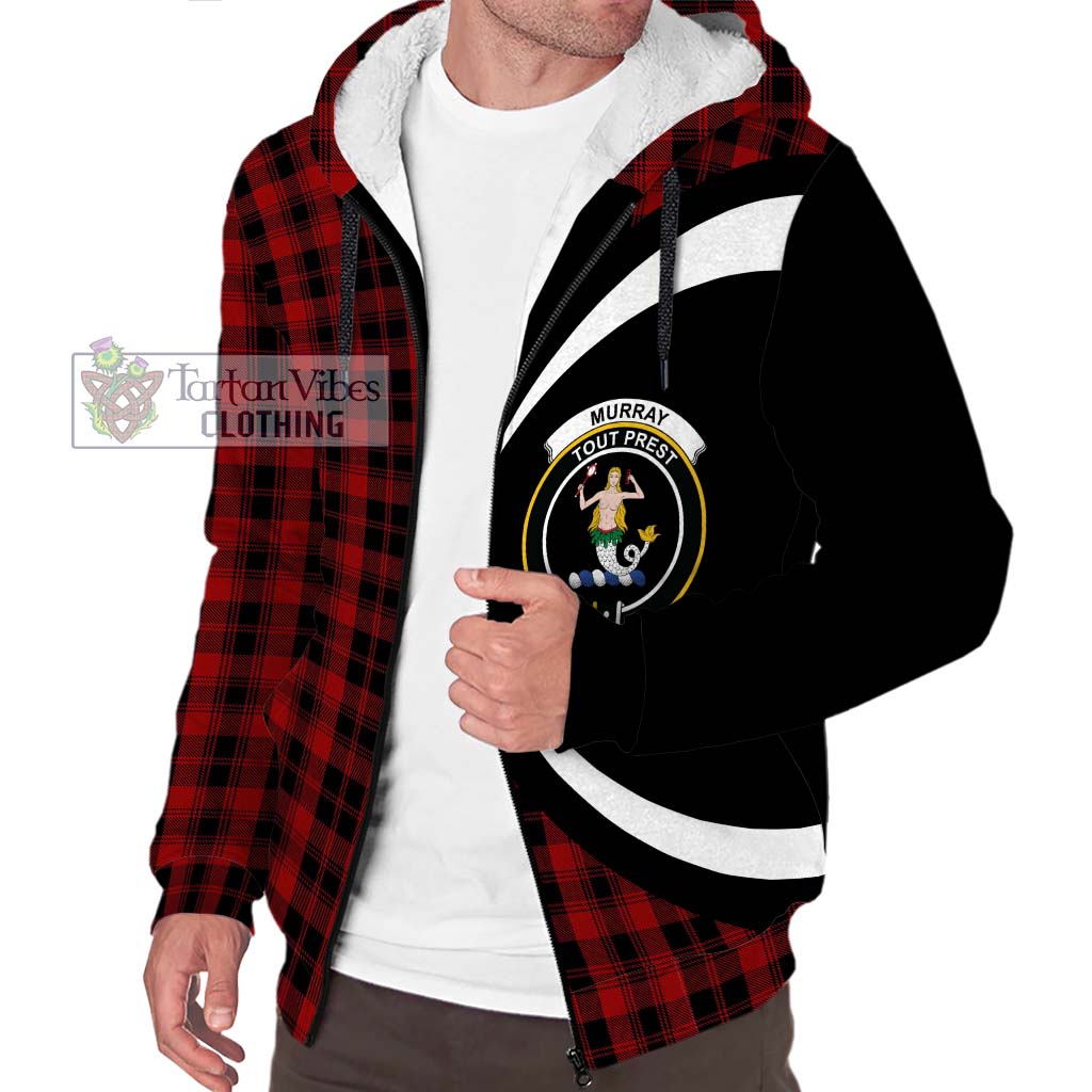 Murray of Ochtertyre Tartan Sherpa Hoodie with Family Crest Circle Style Unisex S - Tartan Vibes Clothing