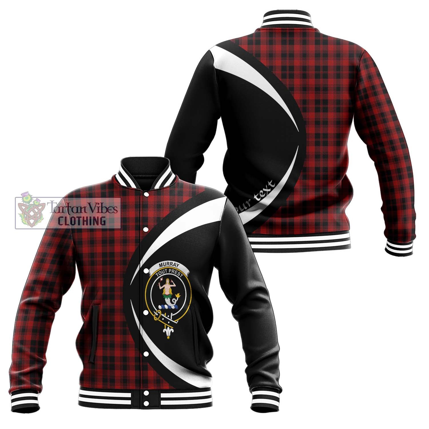 Murray of Ochtertyre Tartan Baseball Jacket with Family Crest Circle Style Unisex - Tartan Vibes Clothing