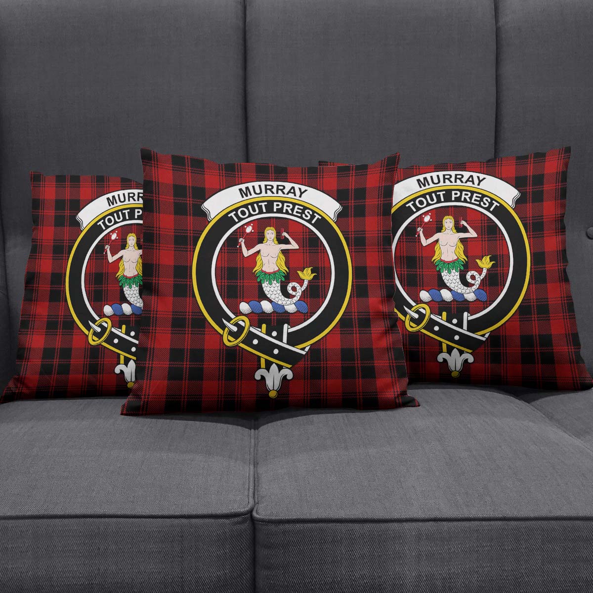 Murray of Ochtertyre Tartan Pillow Cover with Family Crest Square Pillow Cover - Tartanvibesclothing