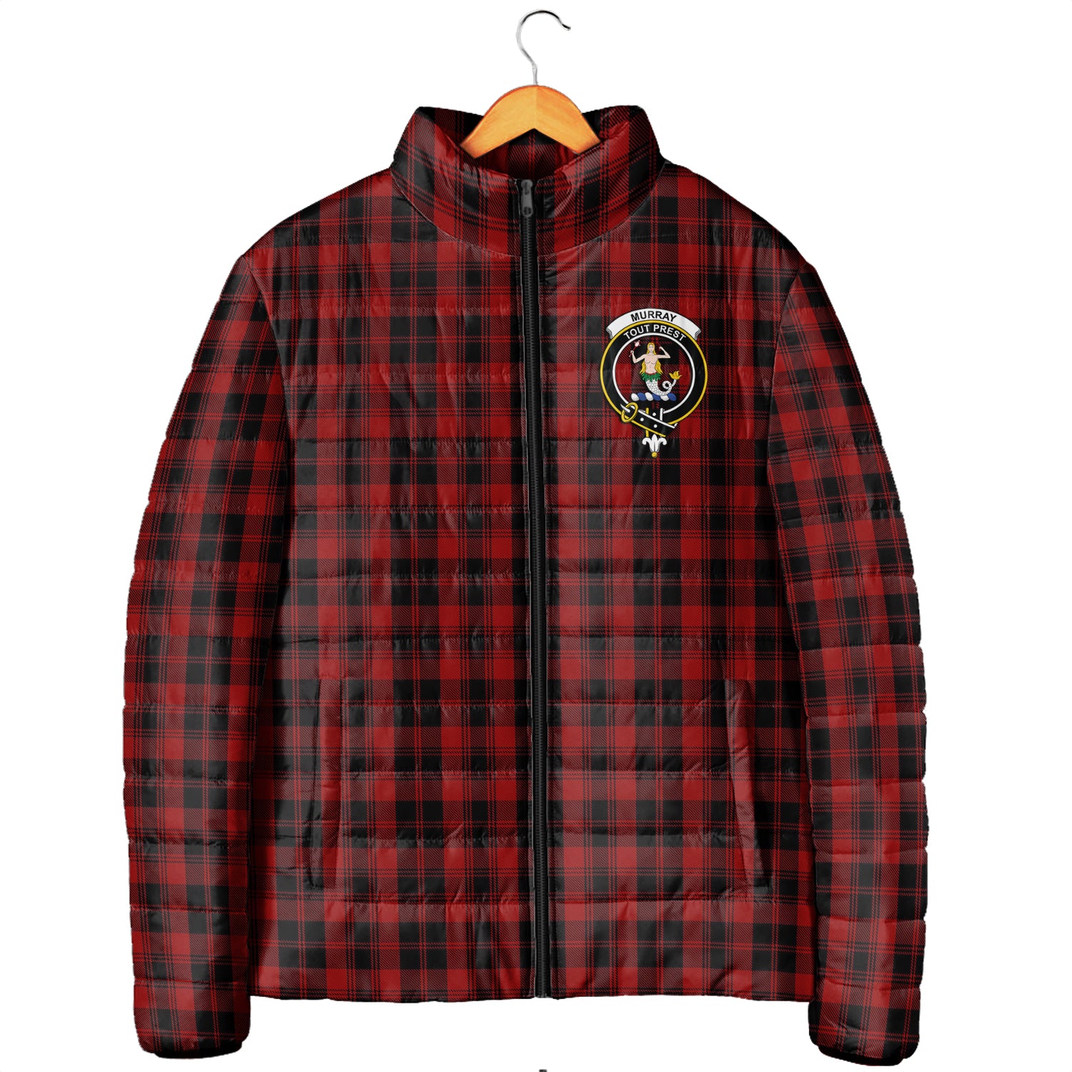 Murray of Ochtertyre Tartan Padded Jacket with Family Crest Men's Padded Jacket - Tartan Vibes Clothing