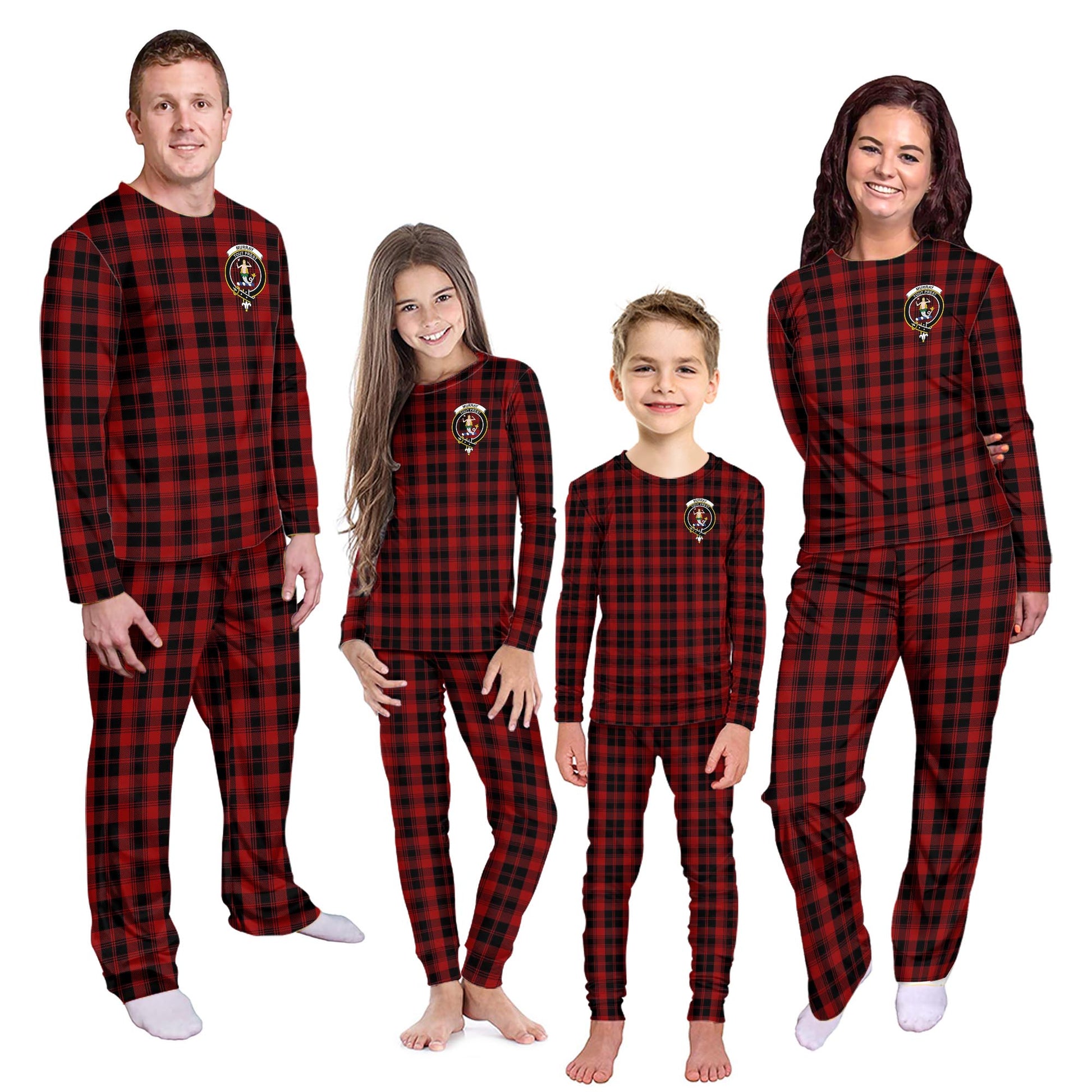 Murray of Ochtertyre Tartan Pajamas Family Set with Family Crest - Tartanvibesclothing