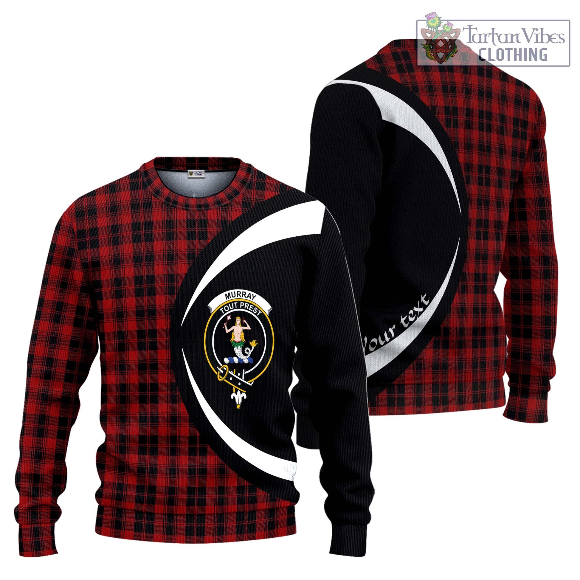 Murray of Ochtertyre Tartan Knitted Sweater with Family Crest Circle Style Unisex - Tartan Vibes Clothing