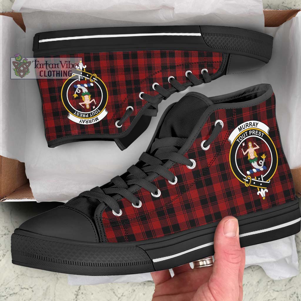 Tartan Vibes Clothing Murray of Ochtertyre Tartan High Top Shoes with Family Crest