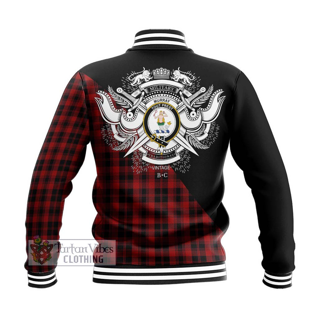 Murray of Ochtertyre Tartan Baseball Jacket with Family Crest and Military Logo Style - Tartanvibesclothing Shop