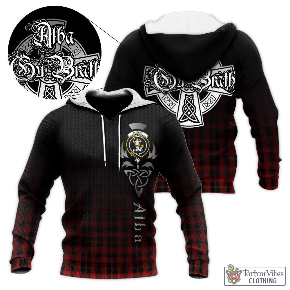 Tartan Vibes Clothing Murray of Ochtertyre Tartan Knitted Hoodie Featuring Alba Gu Brath Family Crest Celtic Inspired