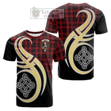 Murray of Ochtertyre Tartan Cotton T-shirt with Family Crest and Celtic Symbol Style