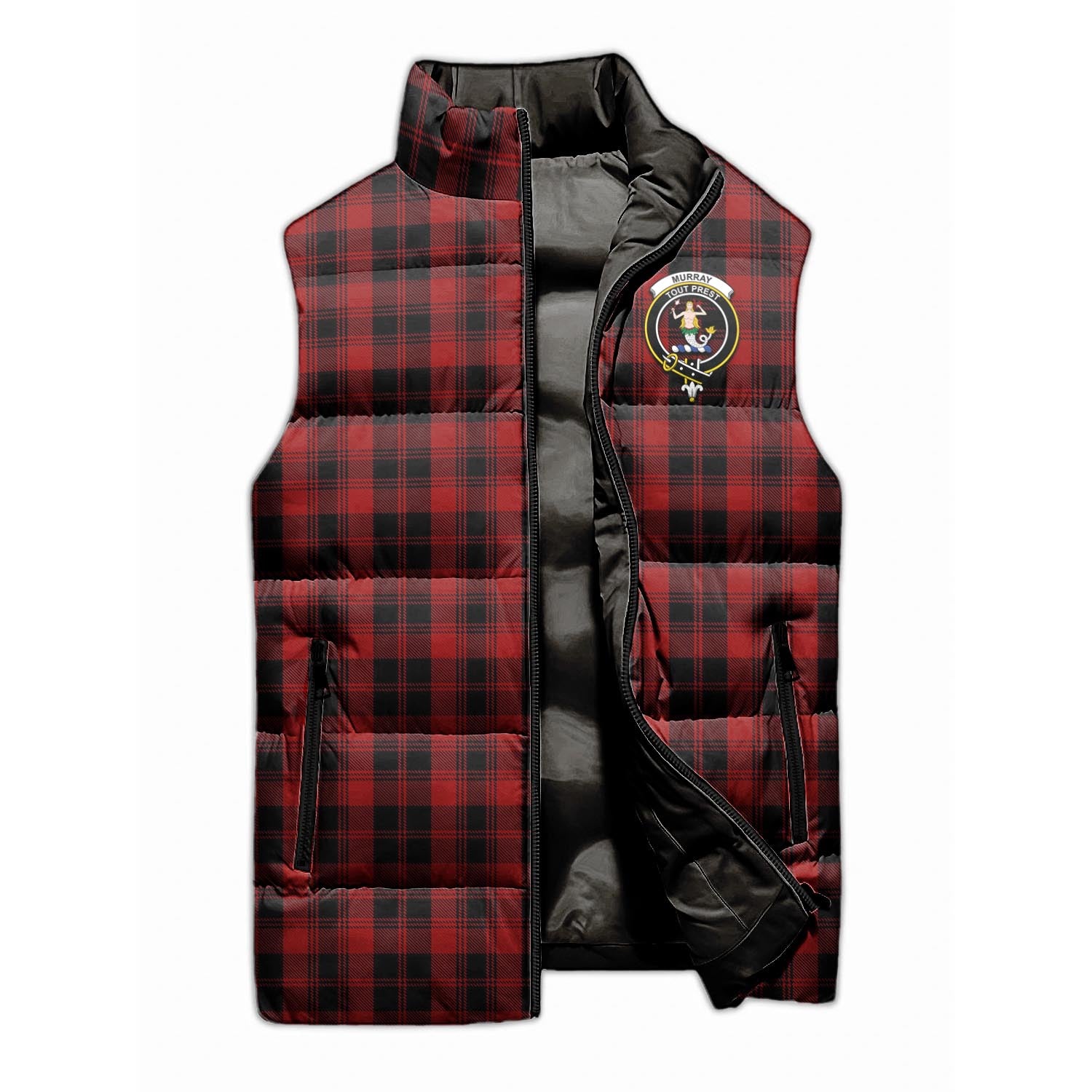 Murray of Ochtertyre Tartan Sleeveless Puffer Jacket with Family Crest - Tartanvibesclothing