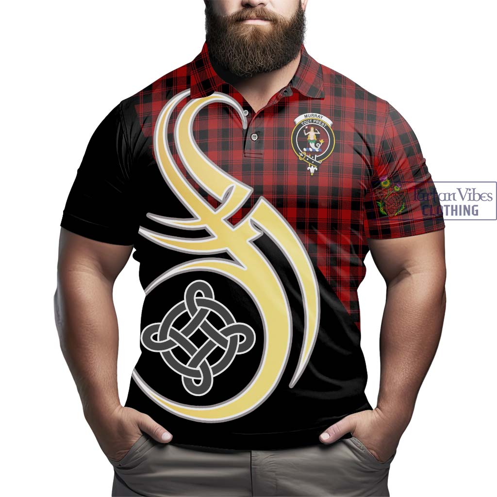 Tartan Vibes Clothing Murray of Ochtertyre Tartan Polo Shirt with Family Crest and Celtic Symbol Style