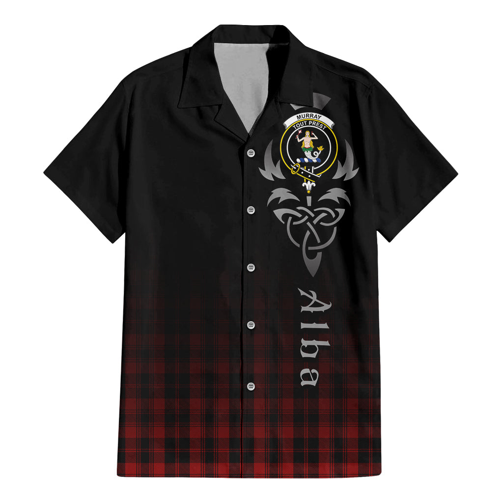 Tartan Vibes Clothing Murray of Ochtertyre Tartan Short Sleeve Button Up Featuring Alba Gu Brath Family Crest Celtic Inspired