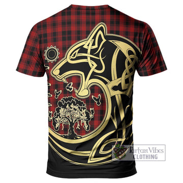 Murray of Ochtertyre Tartan T-Shirt with Family Crest Celtic Wolf Style