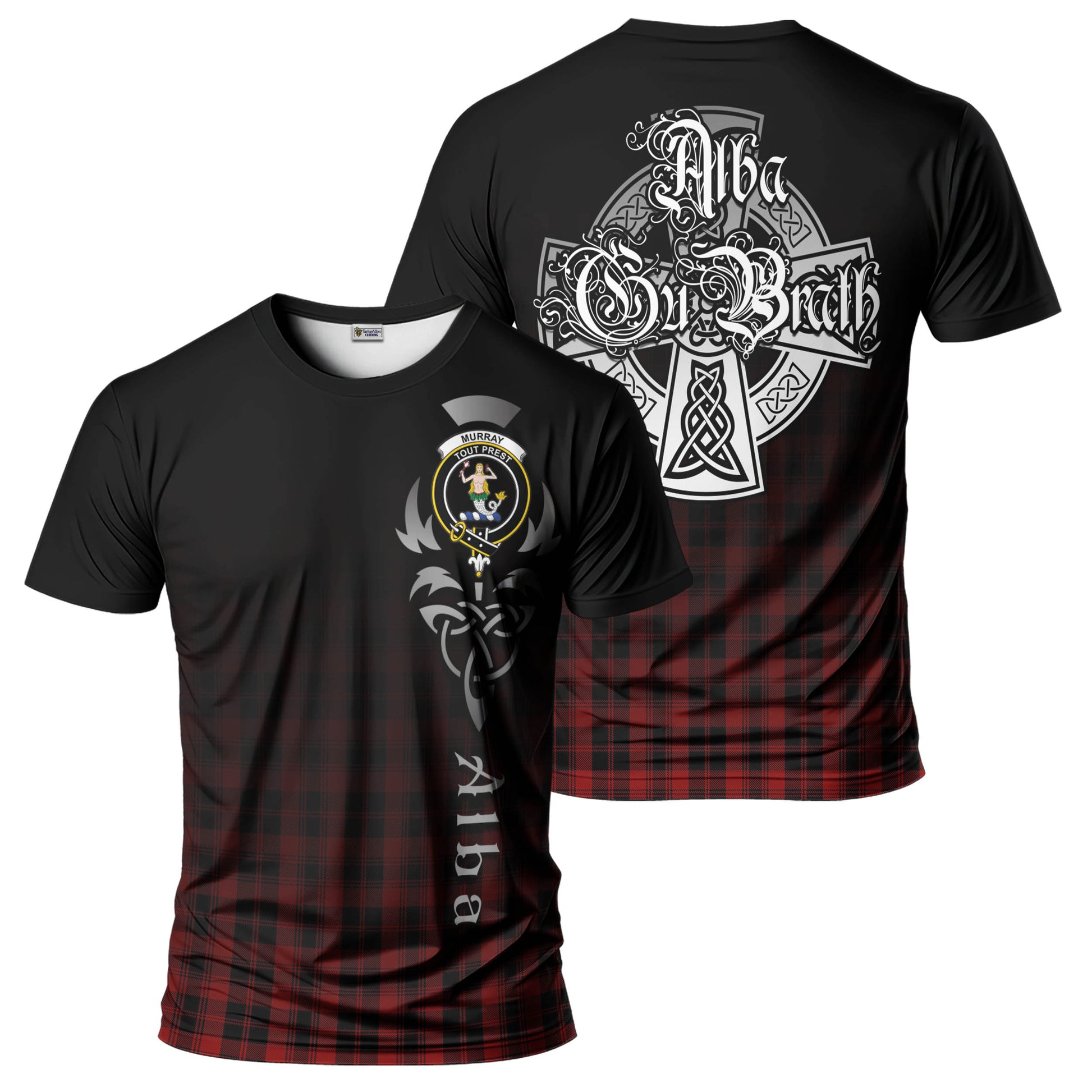 Tartan Vibes Clothing Murray of Ochtertyre Tartan T-Shirt Featuring Alba Gu Brath Family Crest Celtic Inspired