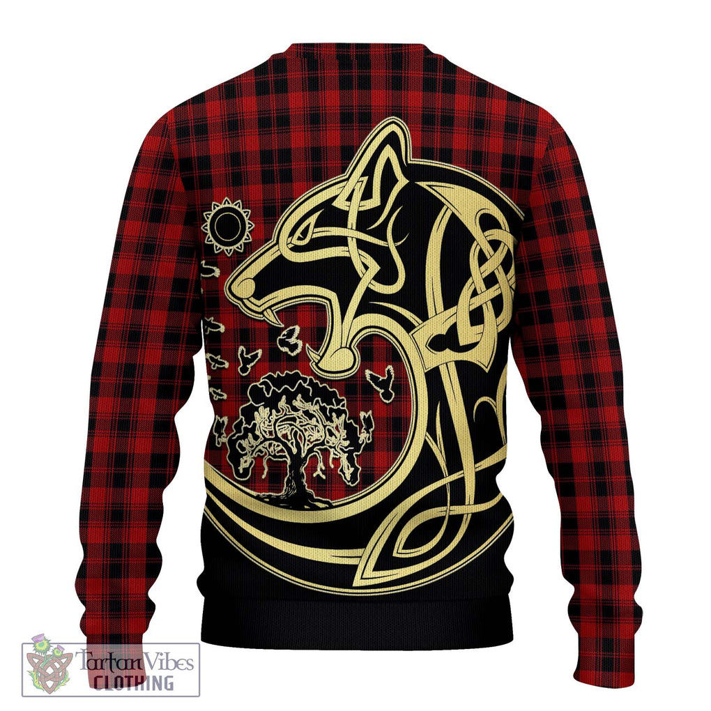 Murray of Ochtertyre Tartan Knitted Sweater with Family Crest Celtic Wolf Style - Tartan Vibes Clothing