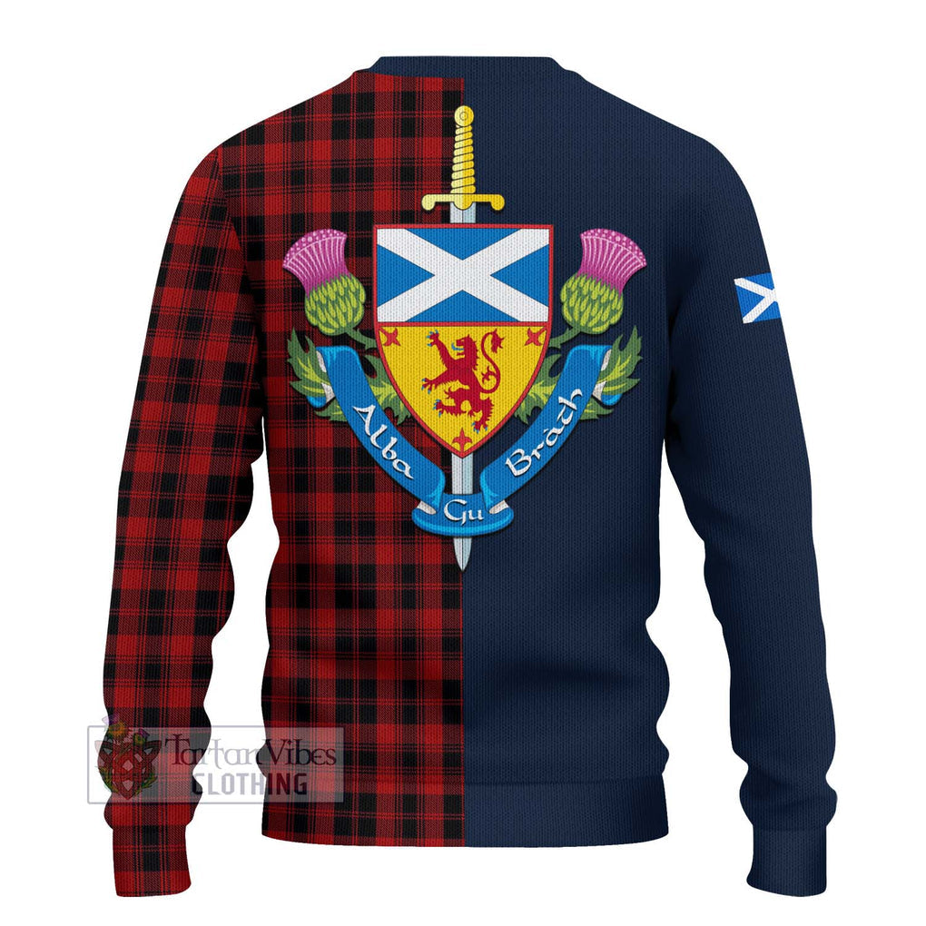 Tartan Vibes Clothing Murray of Ochtertyre Tartan Knitted Sweater with Scottish Lion Royal Arm Half Style