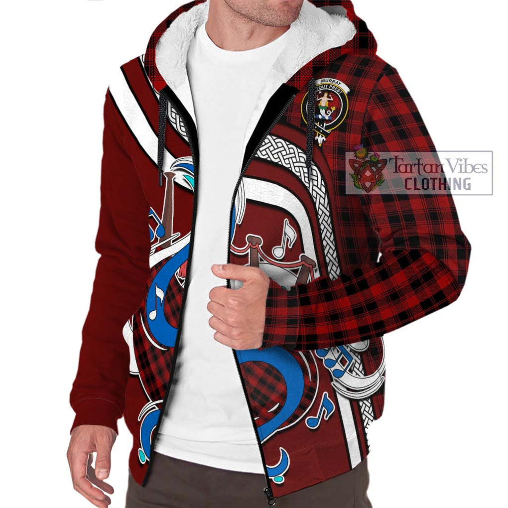 Murray of Ochtertyre Tartan Sherpa Hoodie with Epic Bagpipe Style Unisex - Tartanvibesclothing Shop