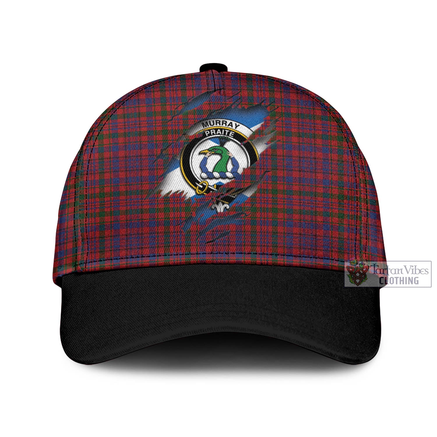 Tartan Vibes Clothing Murray of Tullibardine Tartan Classic Cap with Family Crest In Me Style