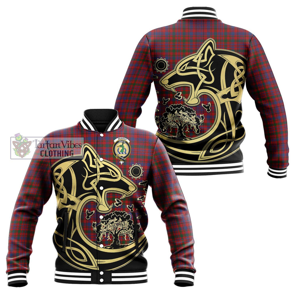 Murray of Tullibardine Tartan Baseball Jacket with Family Crest Celtic Wolf Style Unisex - Tartan Vibes Clothing