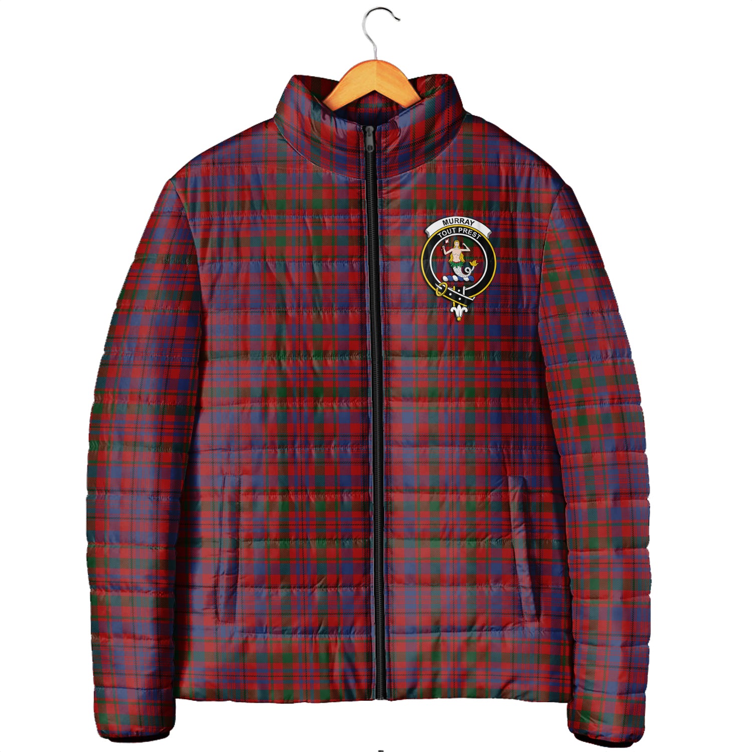 Murray of Tullibardine Tartan Padded Jacket with Family Crest Men's Padded Jacket - Tartan Vibes Clothing